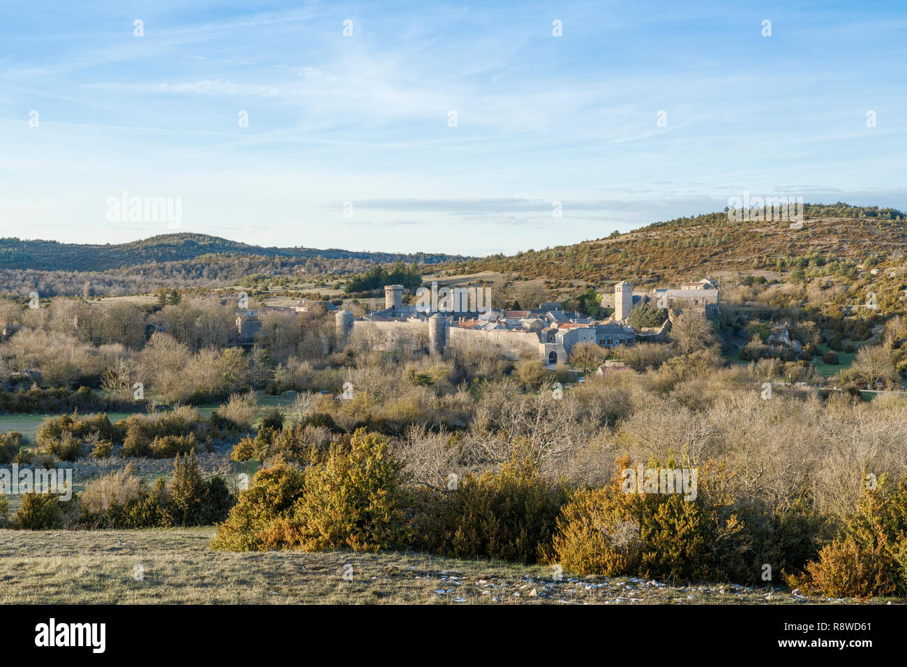 Francia, Aveyron, Causses e Cévennes, Mediterraneo paesaggio culturale di agro-pastorizia, classificato come patrimonio mondiale dall UNESCO, il Causse du Larzac, Foto Stock