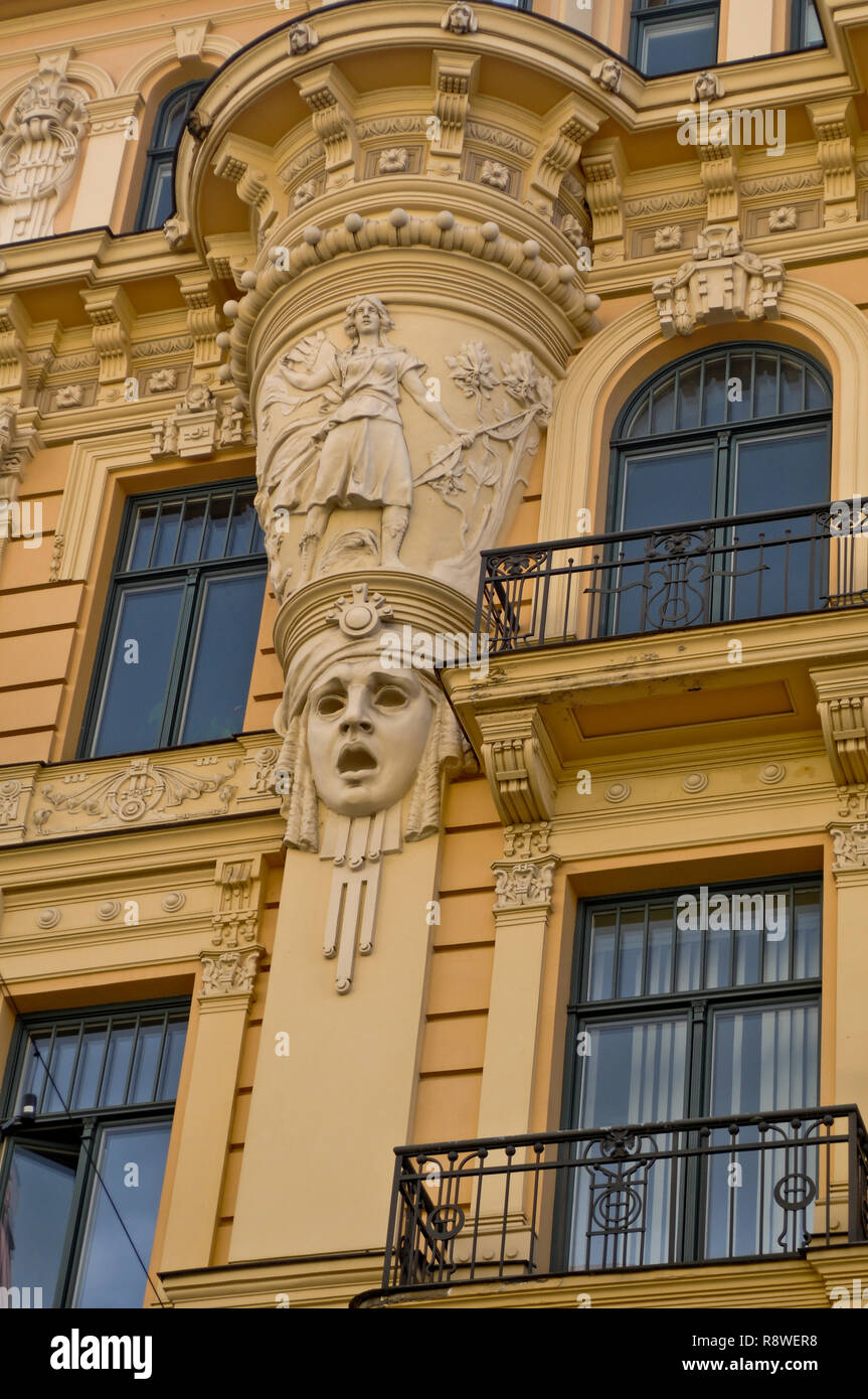 Albert Street, Art Nouveau Distretto, Riga, Lettonia Foto Stock
