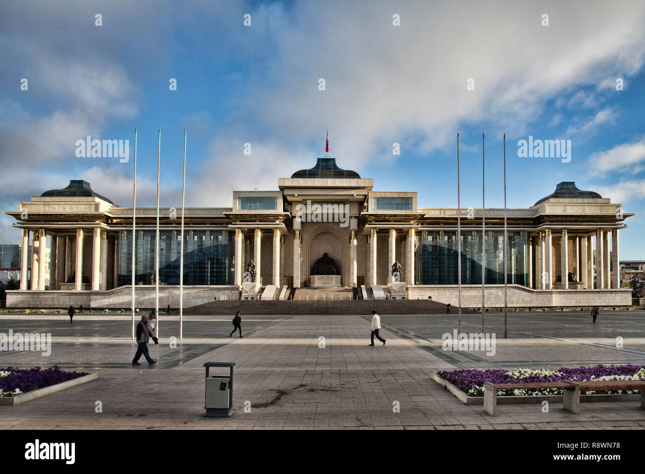 Viste di Chinggis Khaan Statua in Ulan Bator, Mongolia Foto Stock