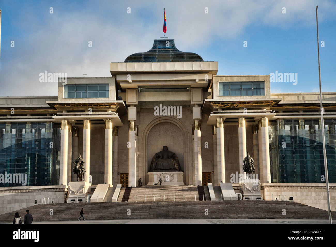 Viste di Chinggis Khaan Statua in Ulan Bator, Mongolia Foto Stock