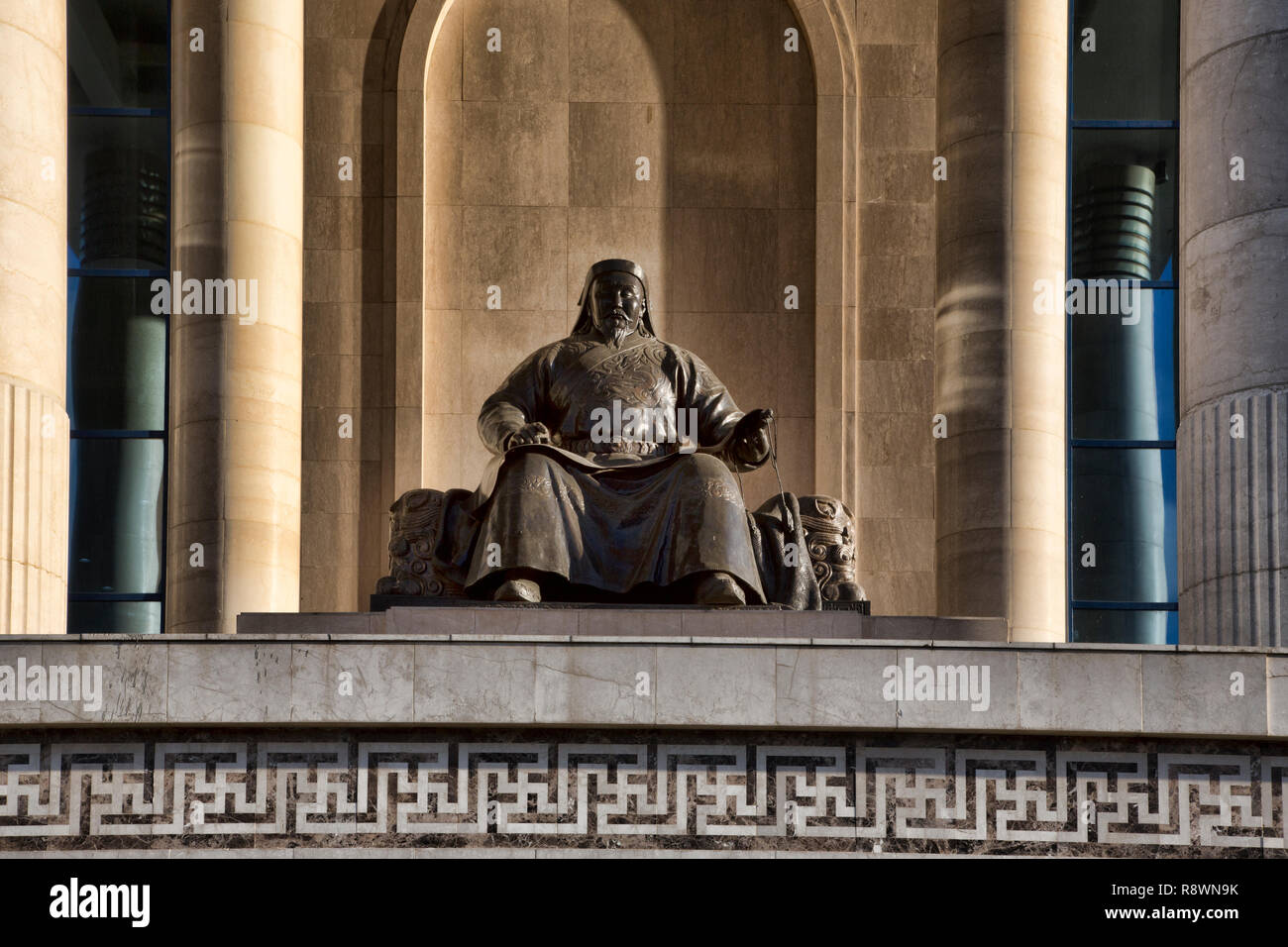 Viste di Chinggis Khaan Statua in Ulan Bator, Mongolia Foto Stock