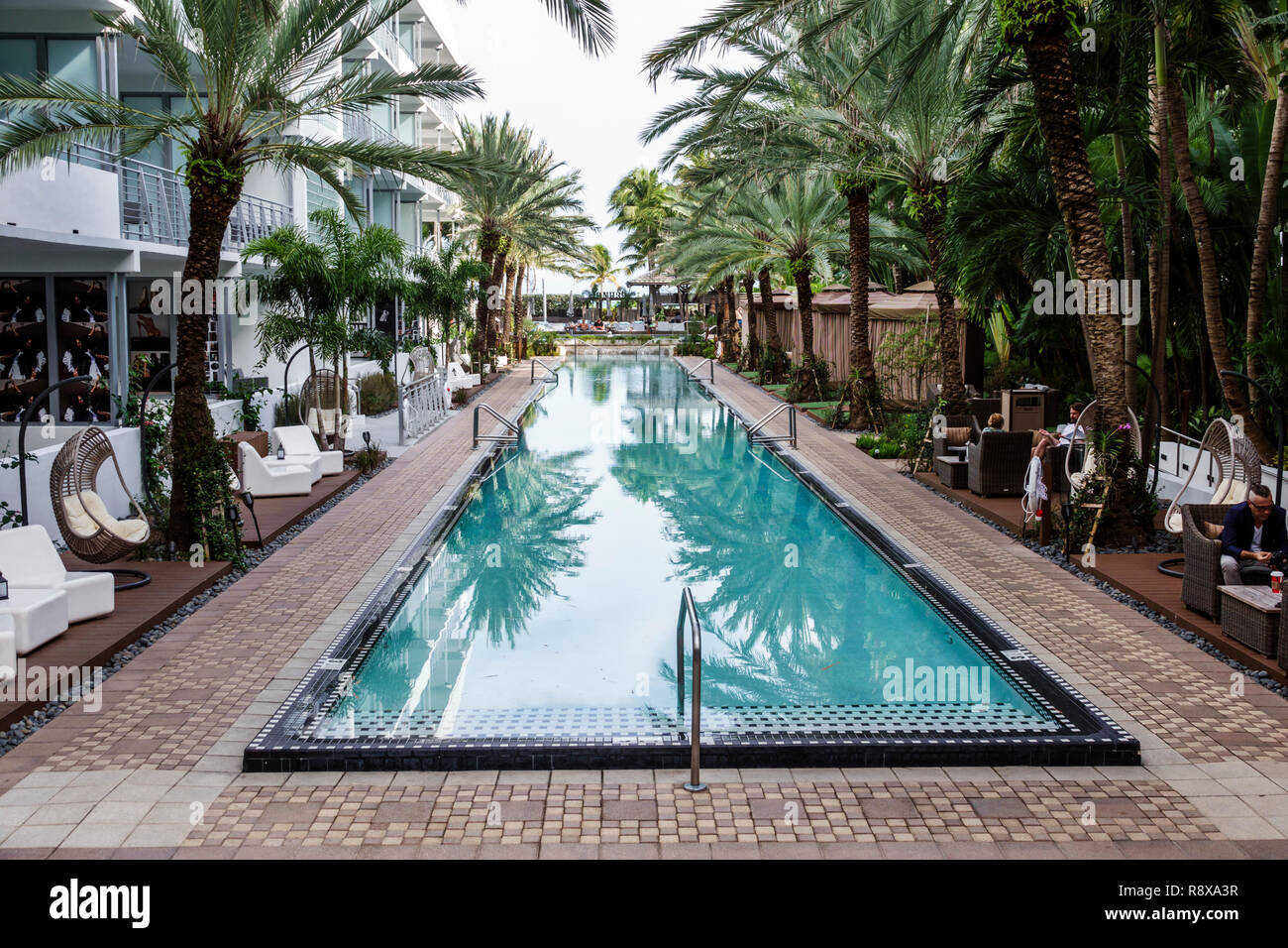 Miami Beach Florida, Collins Avenue, National, hotel, piscina lap pool area cabanas, FL181205127 Foto Stock