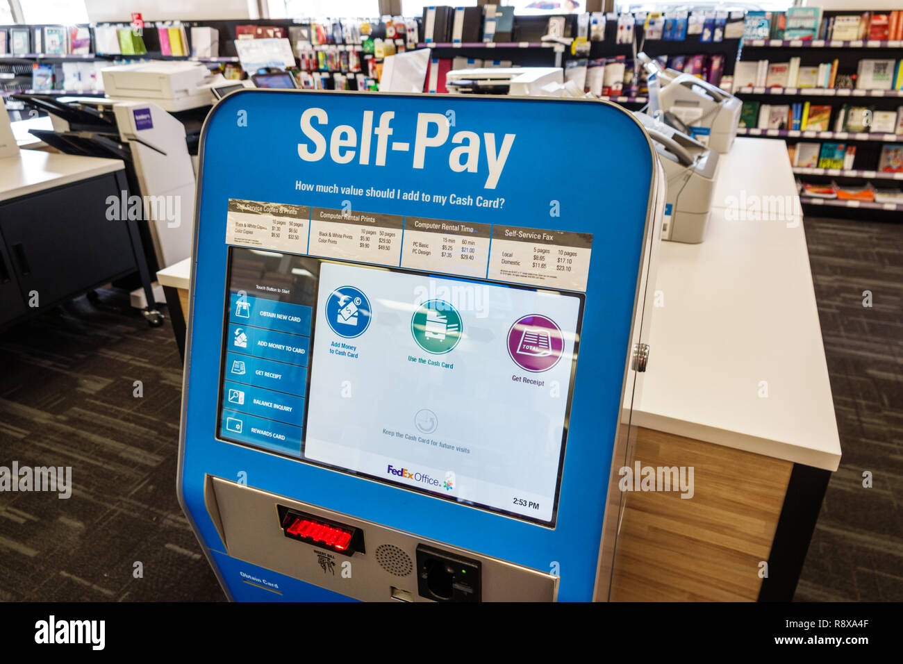 Miami Beach Florida, Ufficio FedEx, interno, chiosco self-pay, servizi, FL181205146 Foto Stock