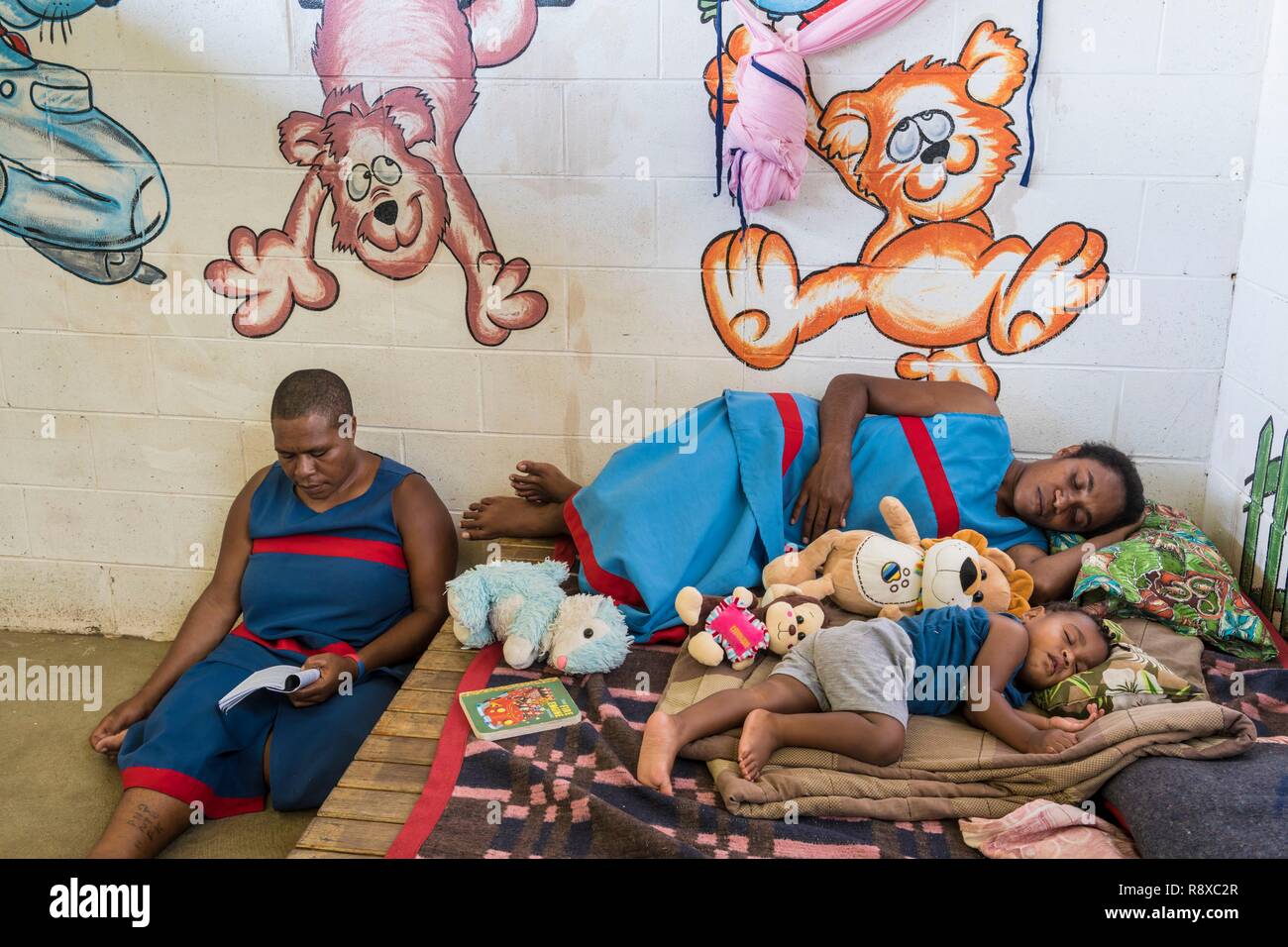 Papua Nuova Guinea, Golfo di Papua, Capitale Nazionale di Port Moresby, città di Bomana prigione, divisione femminile, cella speciale per la madre alla ricerca dopo il loro bambino fino a 3 anni Foto Stock