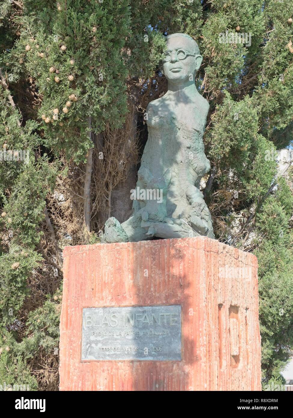 Un monumento di Blas Infante, padre di Analusia. Torre del Mar, provincia di Malaga, Spagna meridionale. Foto Stock