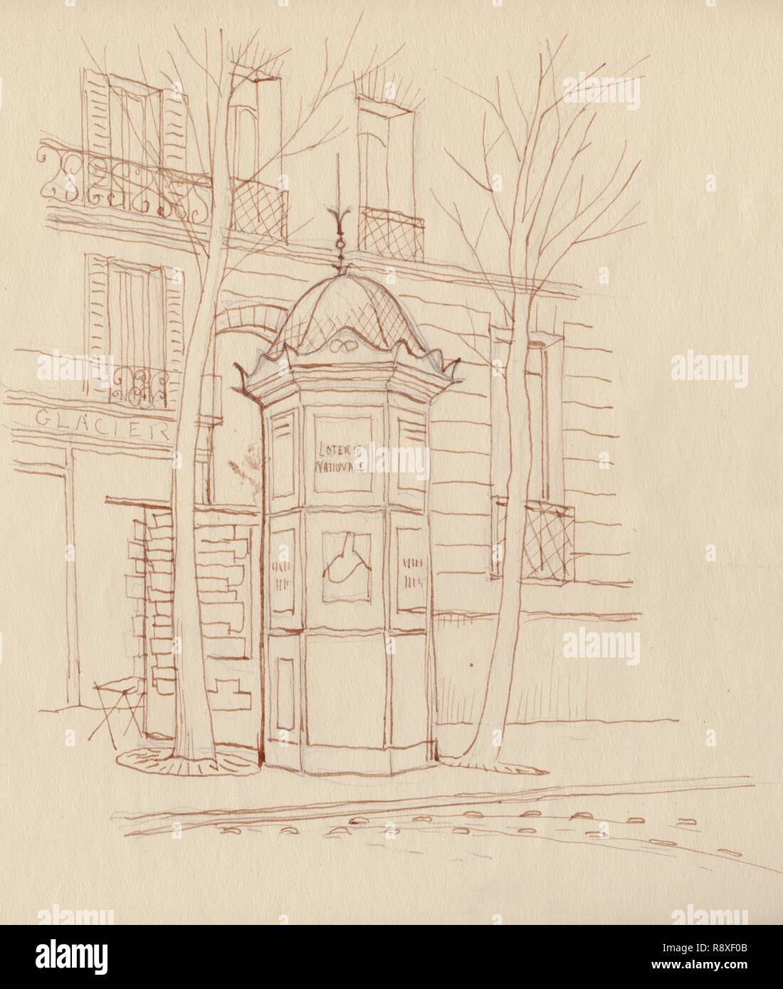 Colonna di pubblicità, Parigi, Francia, 1951. Creatore: Shirley Markham. Foto Stock