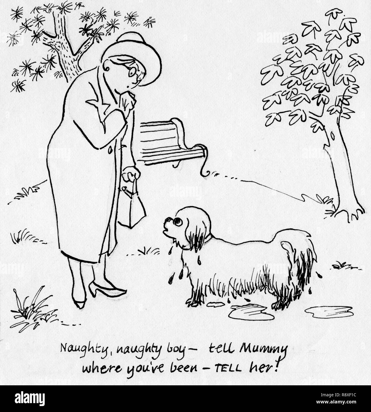 Donna con cane, c1950. Creatore: Shirley Markham. Foto Stock