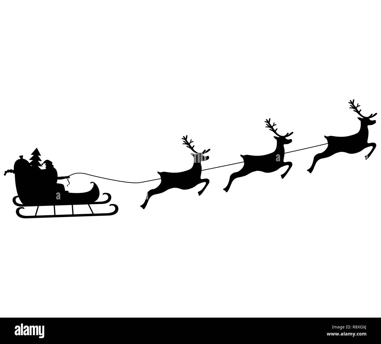 Santa Claus giostre nel cablaggio sulla renne Illustrazione Vettoriale