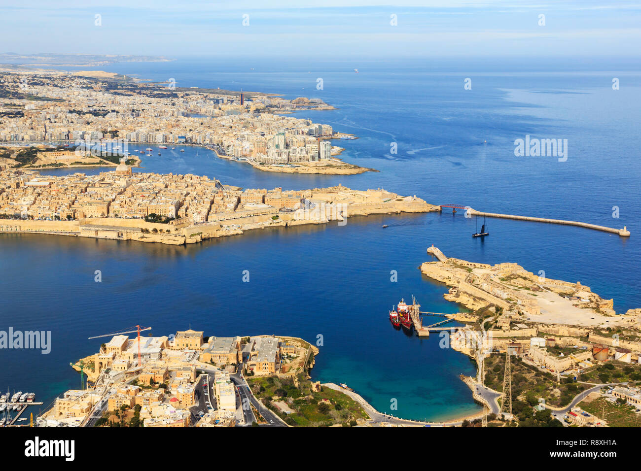 Vista aerea di La Valletta, Malta Foto Stock