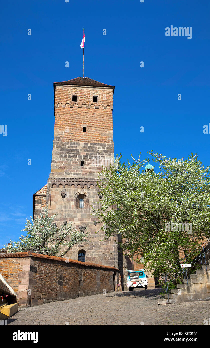 Heiden torre, il Castello Imperiale, la città vecchia di Norimberga, Franconia, Baviera, Germania, Europa Foto Stock