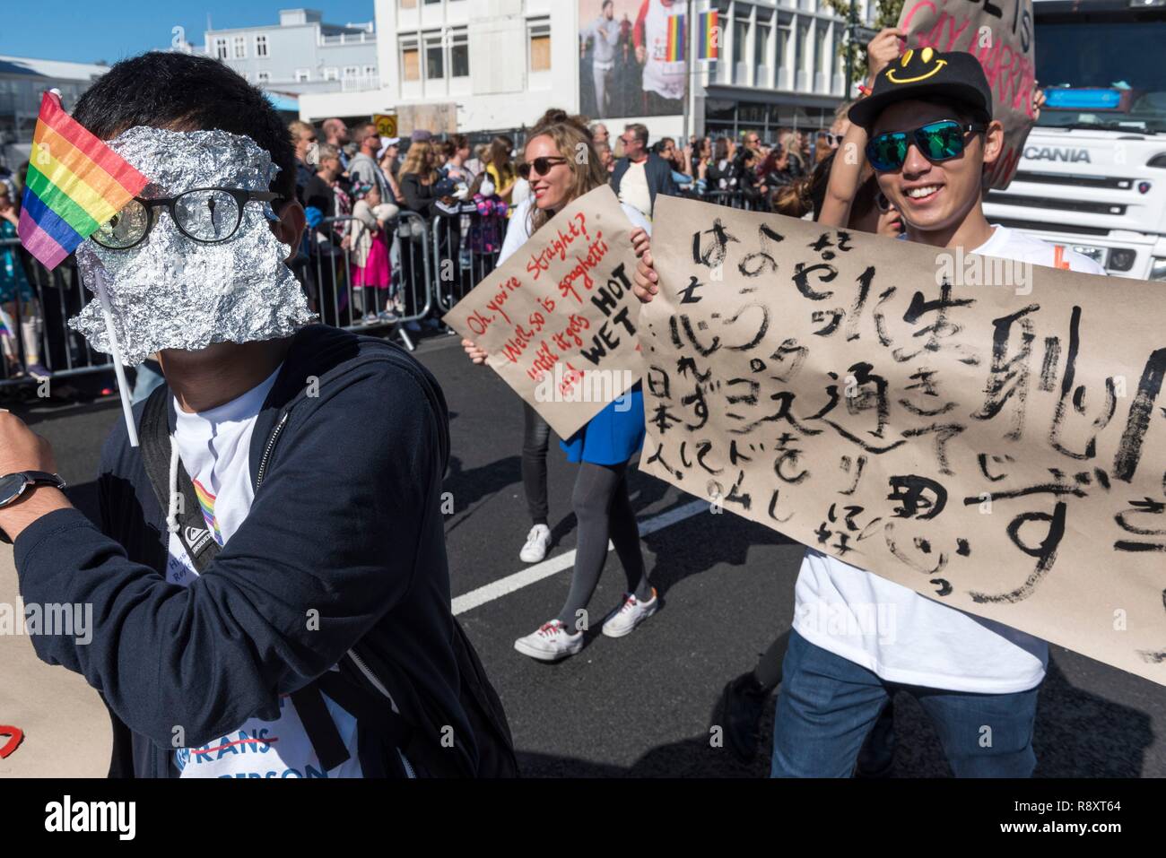 L'Islanda, la regione della capitale, Reykjavik, Gay Pride Parade 2017 Foto Stock