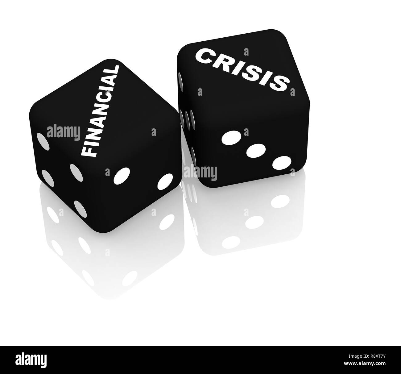 Giocando a cubetti con un iscrizione crisi finanziaria Foto Stock