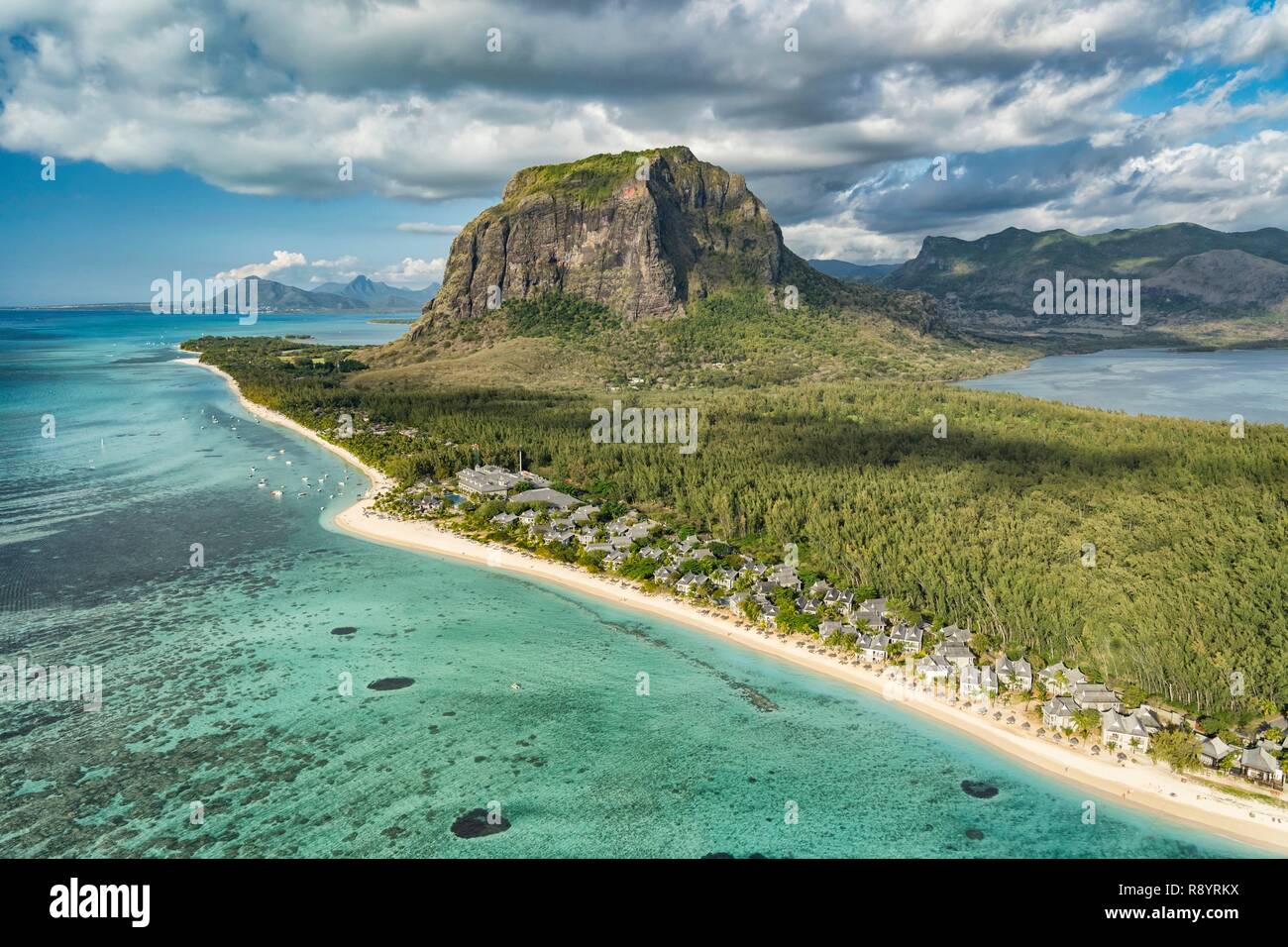 Maurizio fiume nero distretto, Le Morne Brabant, classificato come patrimonio mondiale dall' UNESCO (vista aerea) Foto Stock