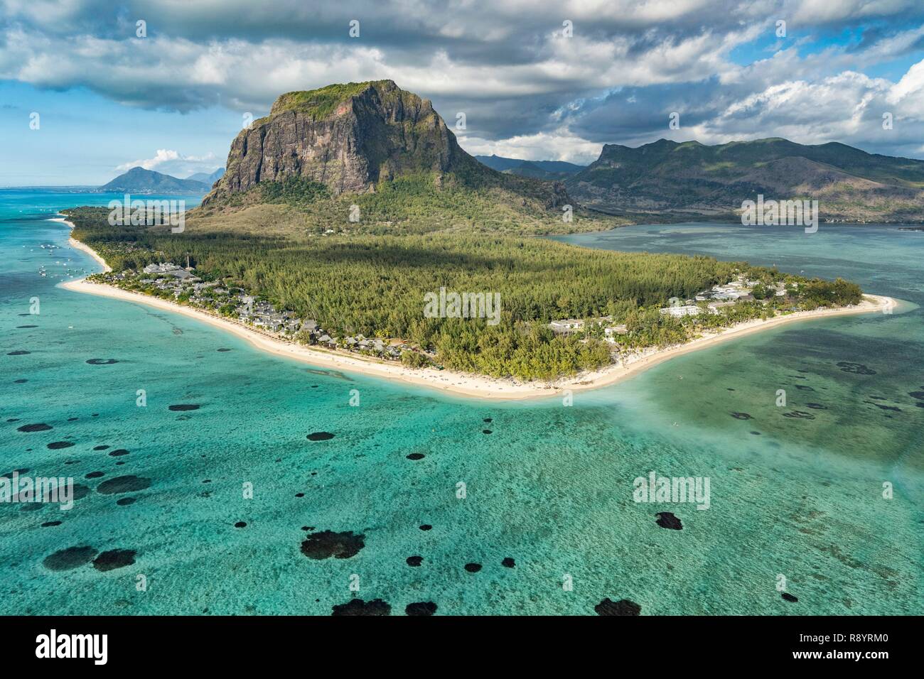 Maurizio fiume nero distretto, Le Morne Brabant, classificato come patrimonio mondiale dall' UNESCO (vista aerea) Foto Stock