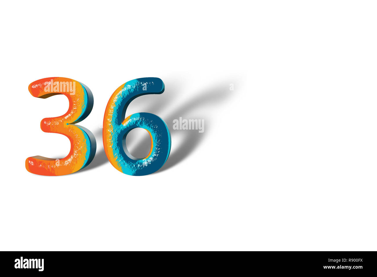 3D numero 36 trenta sei colori vivaci Foto Stock