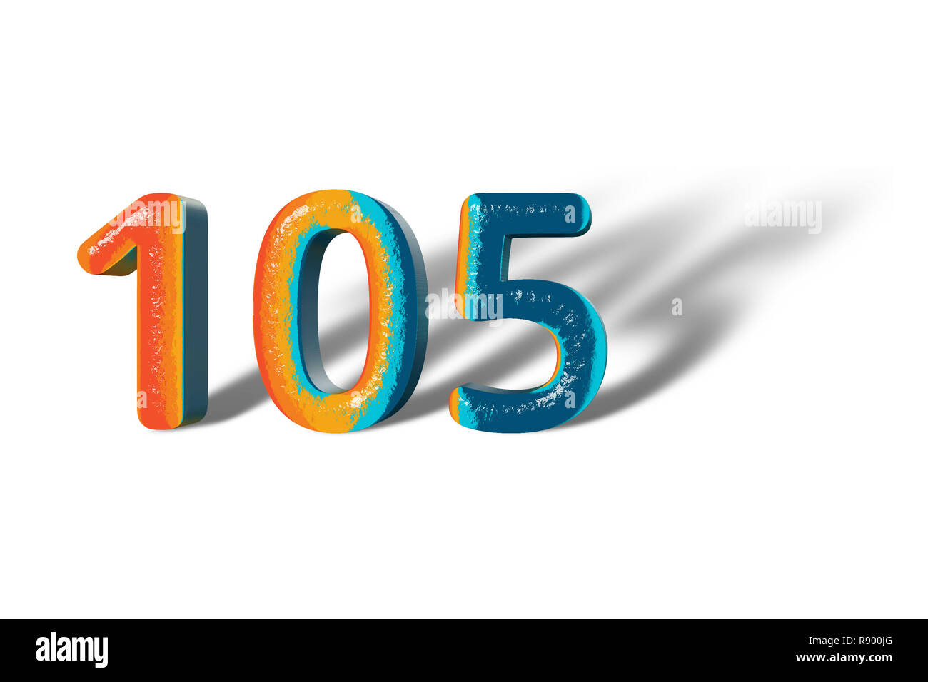 3D numero 105 un centinaio di cinque colori vivaci Foto Stock