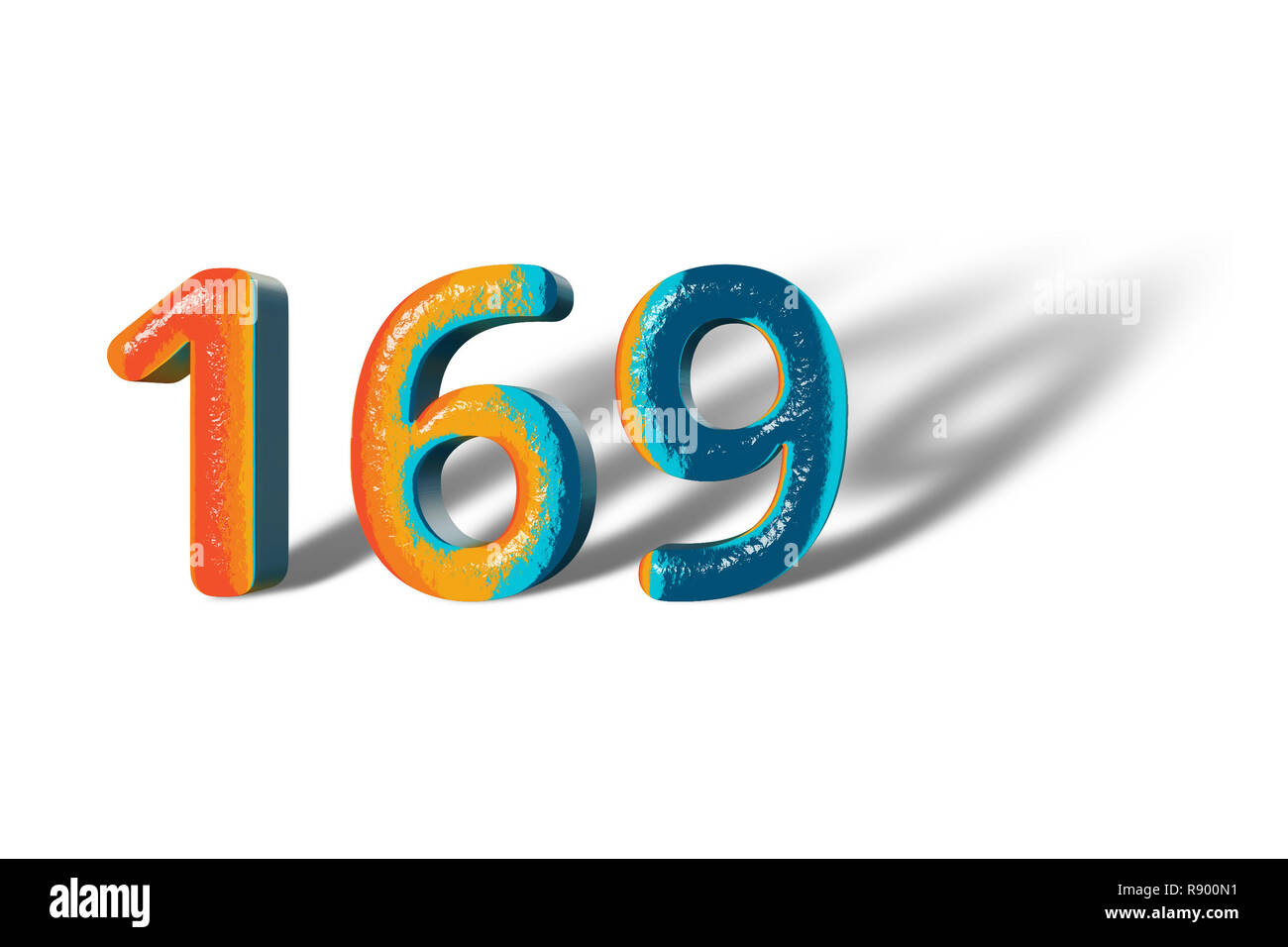 3D Numero 169 cento sessanta nove colori vivaci Foto Stock
