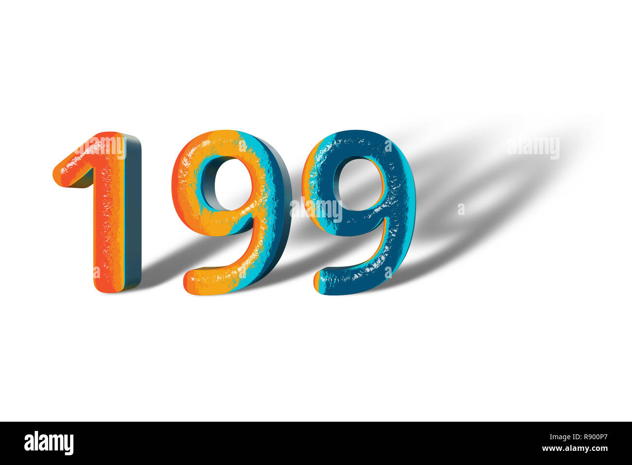 3D Numero 199 cento novanta nove colori vivaci Foto Stock