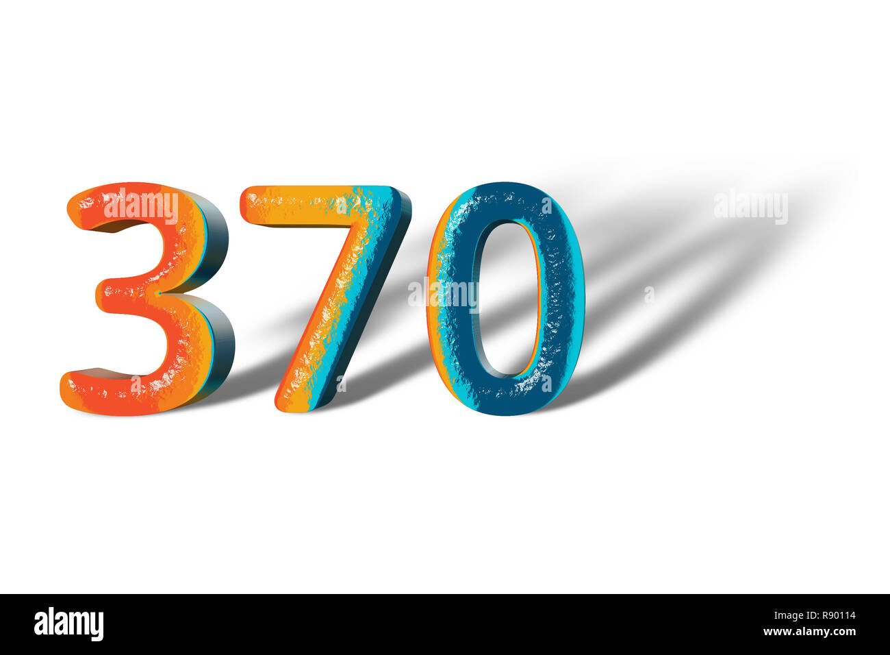 3D Numero 370 tre cento settanta colori vivaci Foto Stock
