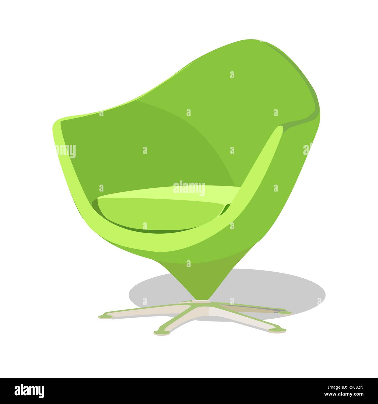 Moderno soft verde poltrona con imbottitura - interior design elemento isolato su sfondo bianco. Illustrazione Vettoriale