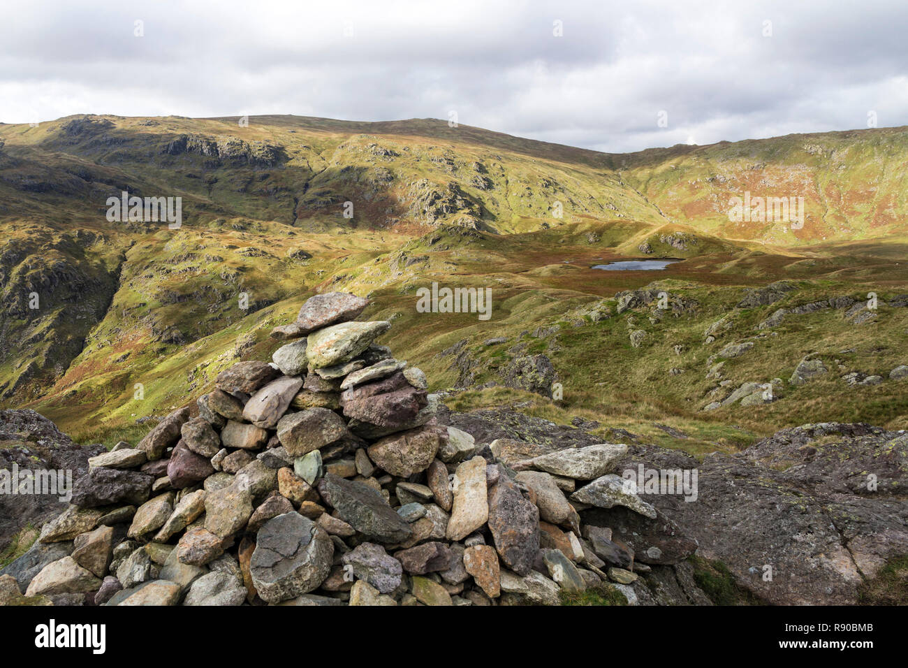 La vista dalla rupe di vitello su Brownrigg Moss verso bordo Greenup Lake District, Cumbria, Regno Unito. Foto Stock
