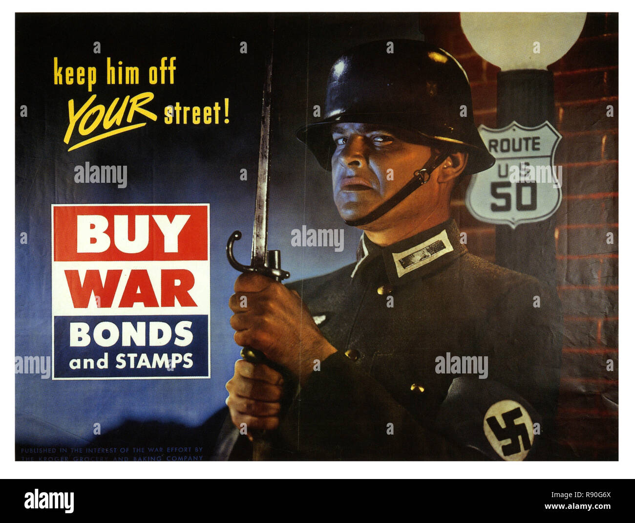 Tenere fuori lui il tuo Street - Vintage U.S poster di propaganda Foto Stock