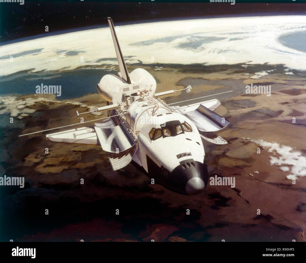 Lo Space Shuttle Orbiter in volo, degli anni ottanta. Creatore: la NASA. Foto Stock
