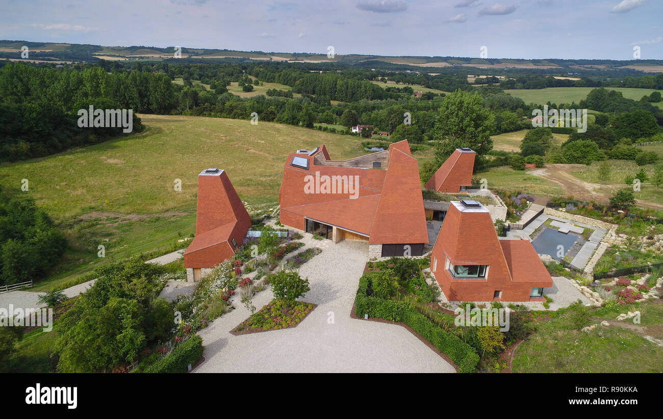 Cura il legno di una casa di campagna inglese che ha vinto UK Channel 4's Grand Design House dell'anno 2017 Foto Stock