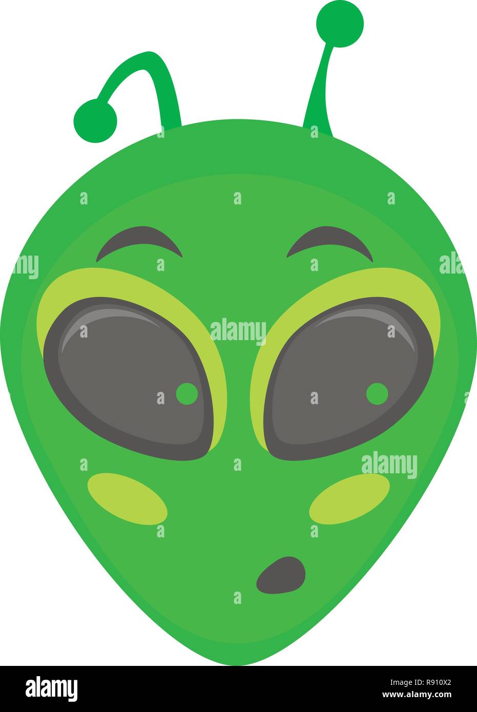 Alien face gli Emoji. Verde Alien testa - sorpresa. Humanoid illustrazione vettoriale Illustrazione Vettoriale