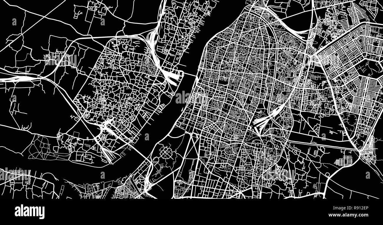 Vettore urbano mappa della città di Calcutta, in India Illustrazione Vettoriale
