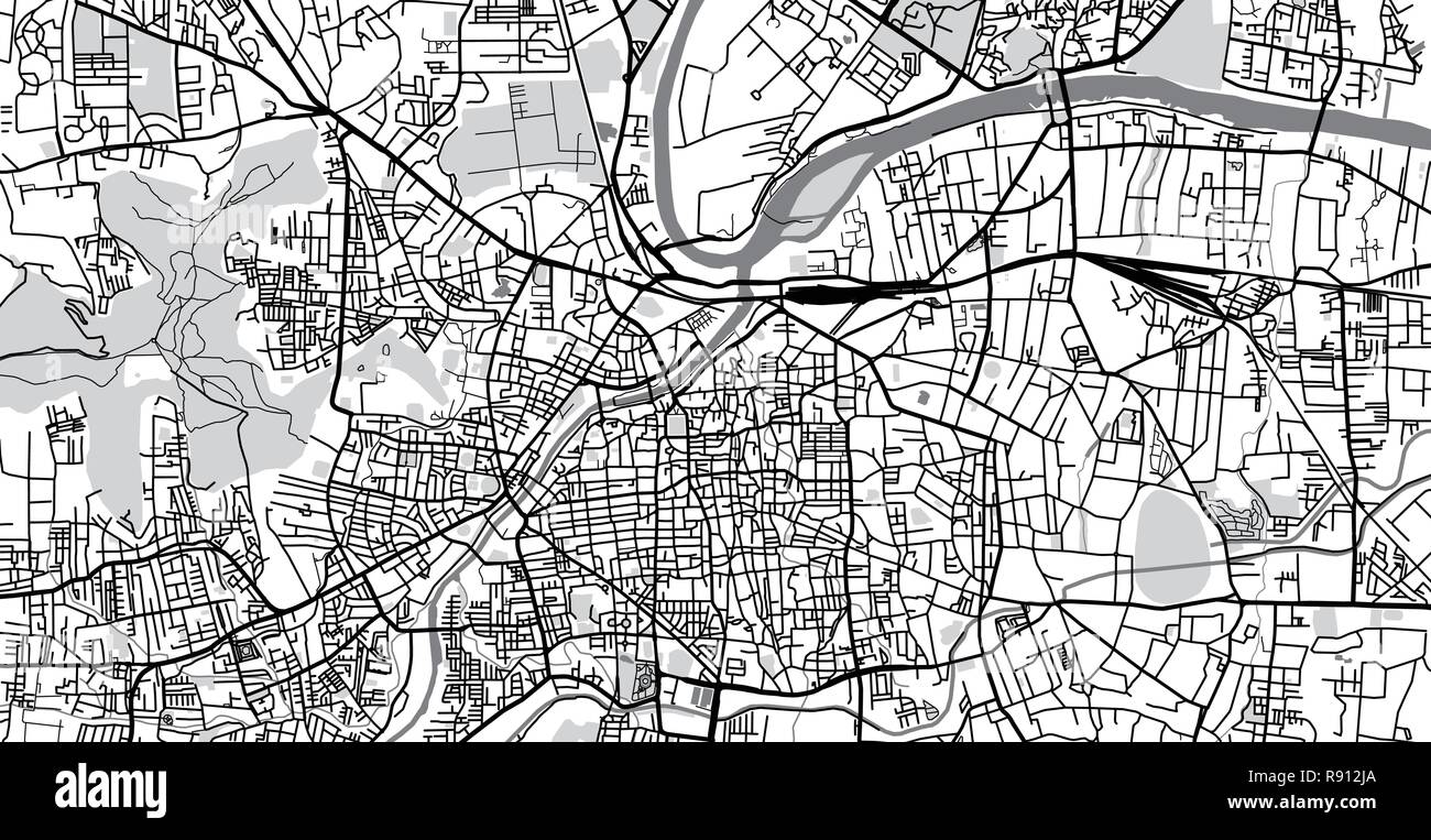 Vettore urbano mappa della città di Pune, India Illustrazione Vettoriale