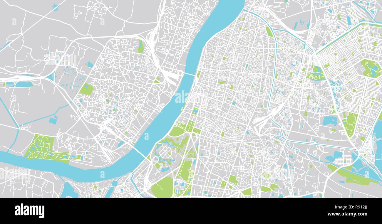 Vettore urbano mappa della città di Calcutta, in India Illustrazione Vettoriale