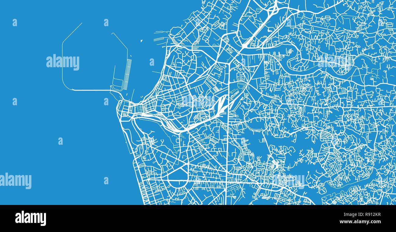 Vettore urbano mappa della città di Colombo, Sri Lanka Illustrazione Vettoriale