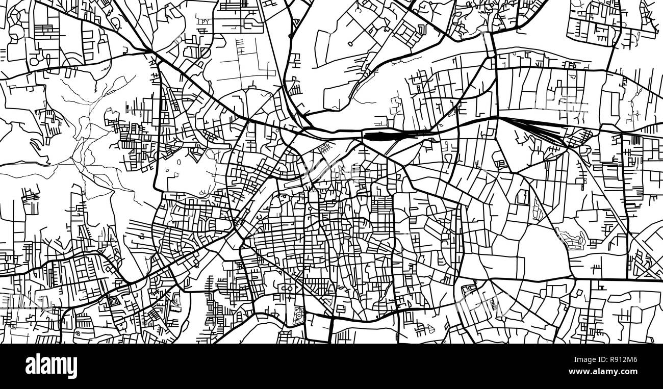 Vettore urbano mappa della città di Pune, India Illustrazione Vettoriale