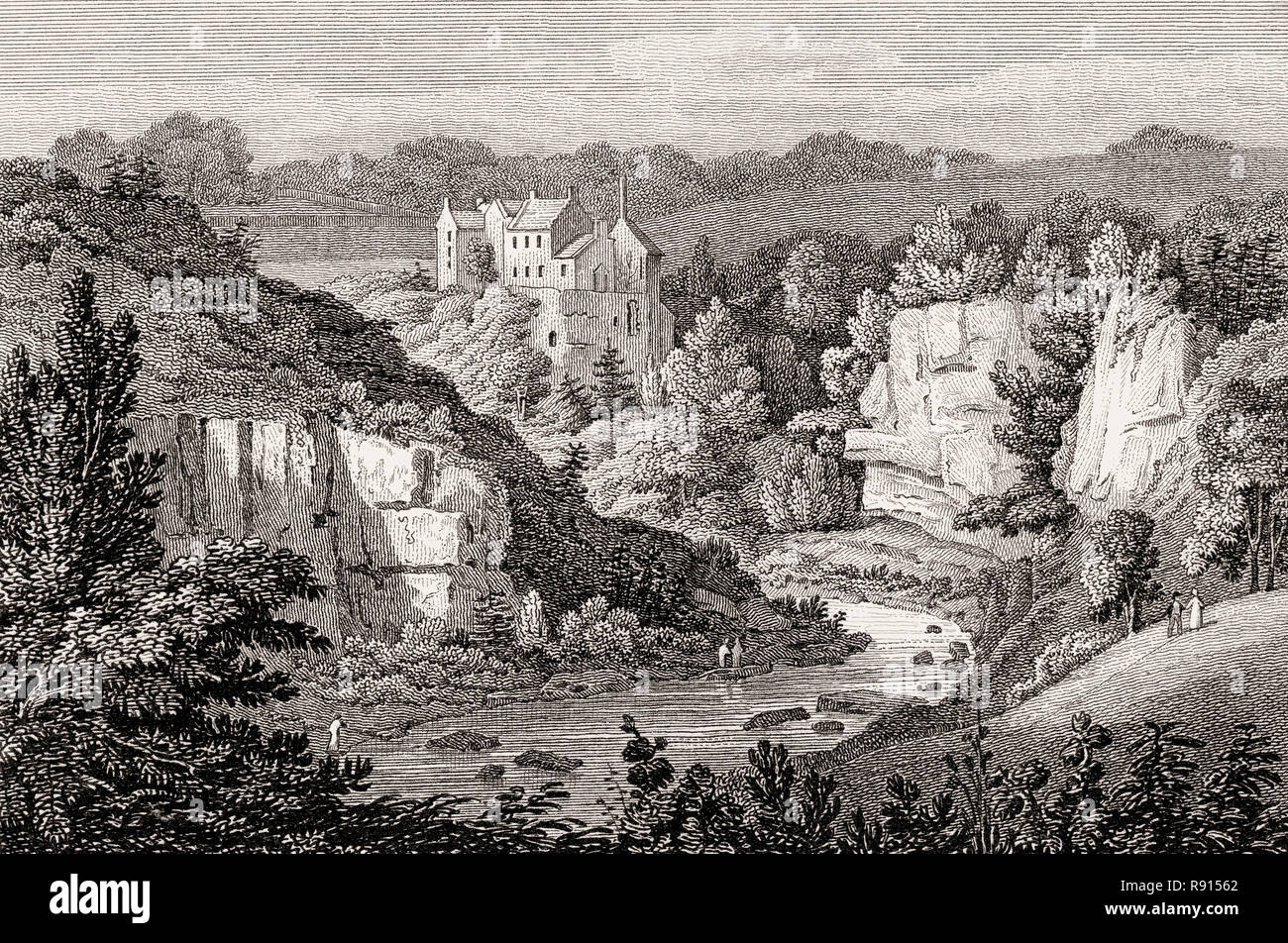 Il Castello di Hawthornden, Midlothian, Edimburgo, Scozia, secolo XIX, viste in Edinburgh da J. & H. S. ammassatore Foto Stock