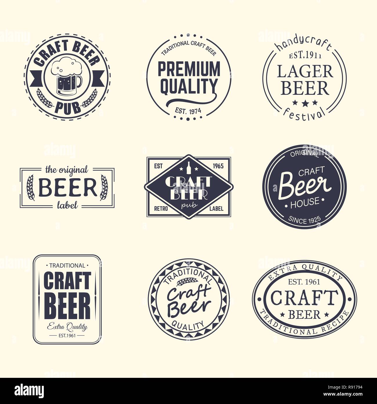 La birra etichette e adesivi Illustrazione Vettoriale