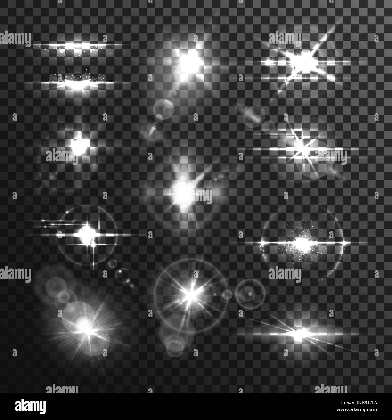 Lente bianca beamor star flare effetto luce Illustrazione Vettoriale