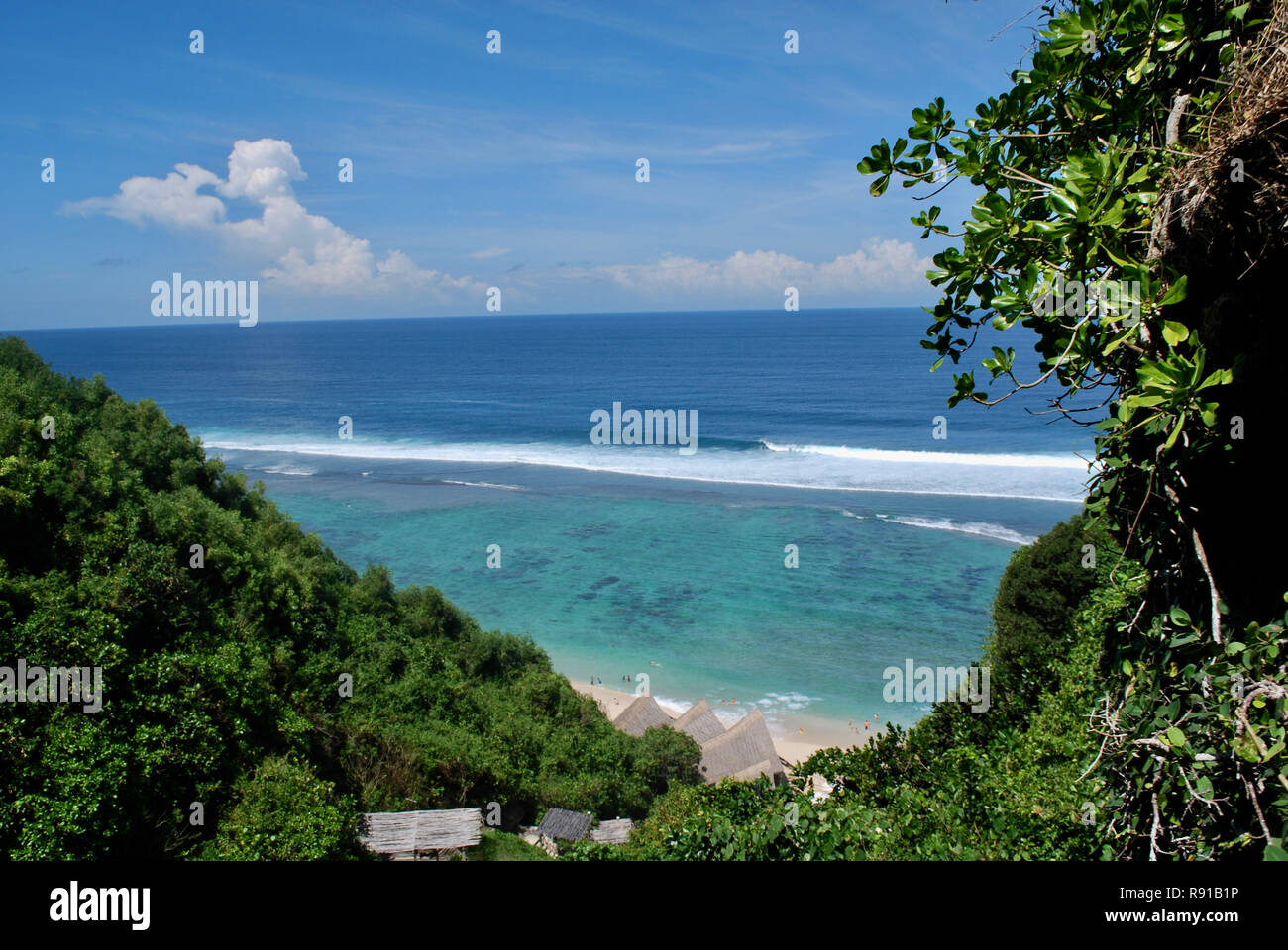 Panorama sulla spiaggia di Bali, Indonesia Foto Stock