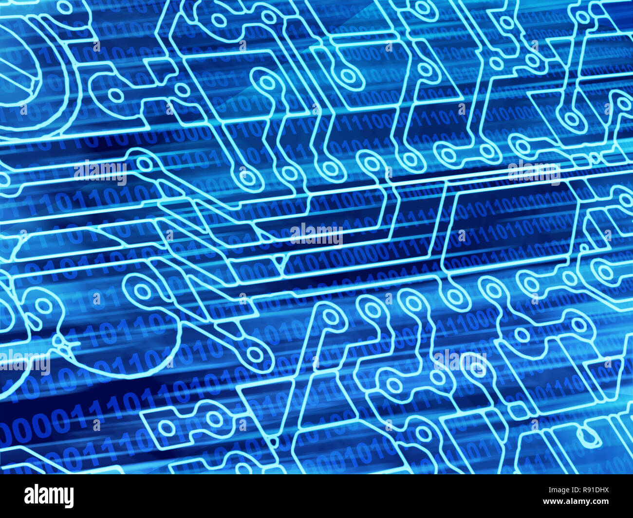 Sfondo blu con i simboli di Internet Foto Stock