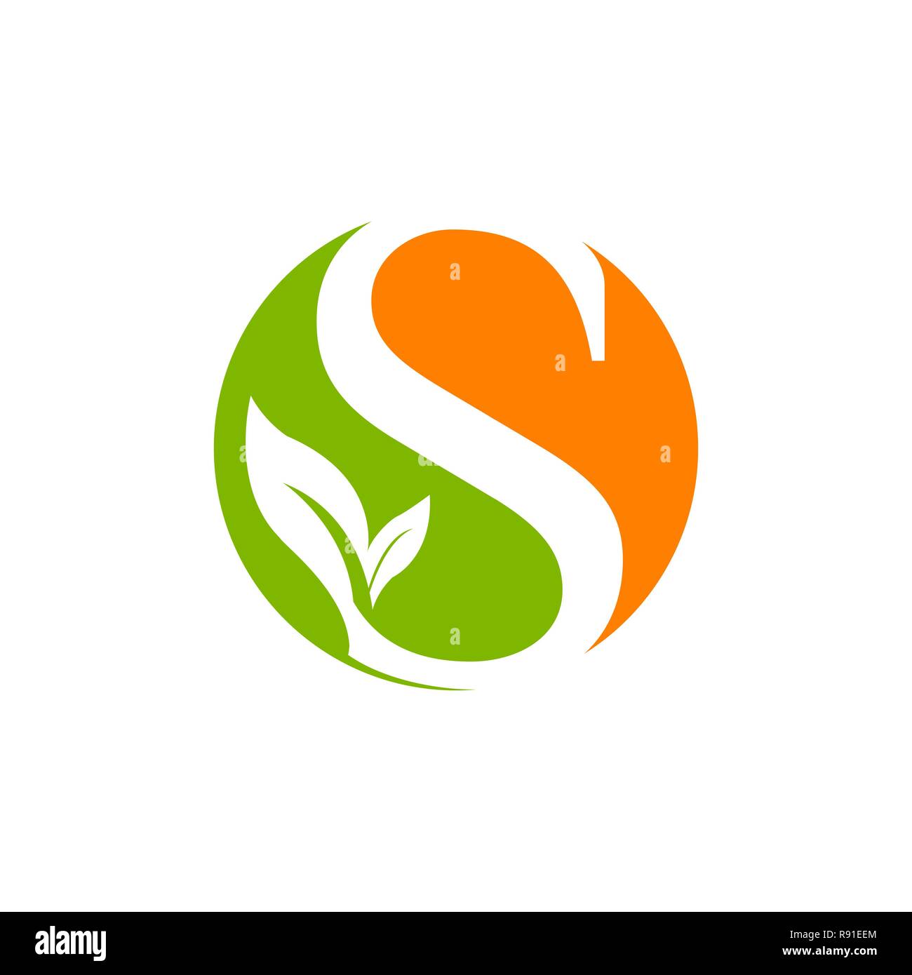 Lettera S logo design template foglia verde natura design per il business e la società identità. Riassunto iniziale S alfabeto elemento del logo. Illustrazione Vettoriale