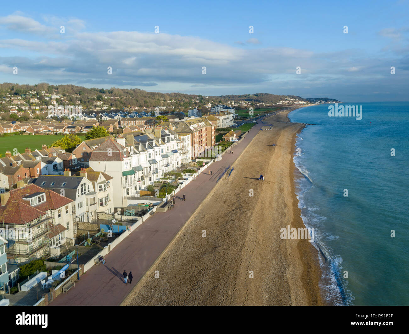 Vedute aeree di Marine Parade, Hythe, Kent Foto Stock
