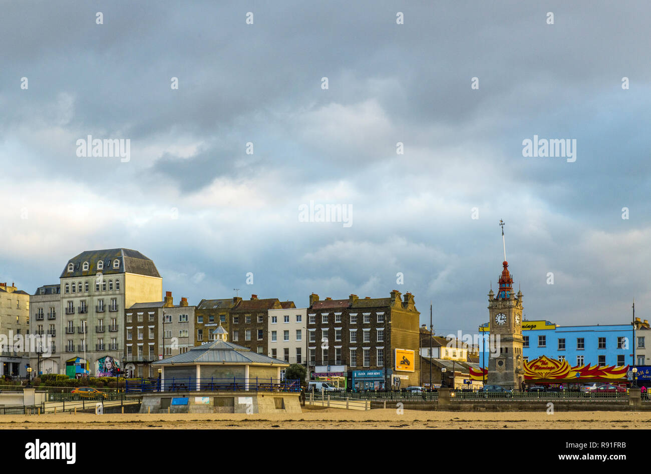 L'Esplanade e il lungomare a Margate Kent in inverno Foto Stock