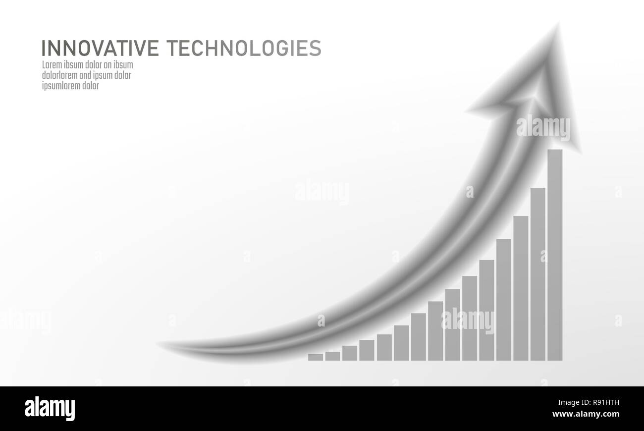 Diagramma di crescita la concezione di business. Il finanziamento crescente profitto di trend grafico. Aumentare gli investimenti delle entrate. Economia dello sviluppo di successo sullo sfondo bianco illustrazione vettoriale Illustrazione Vettoriale