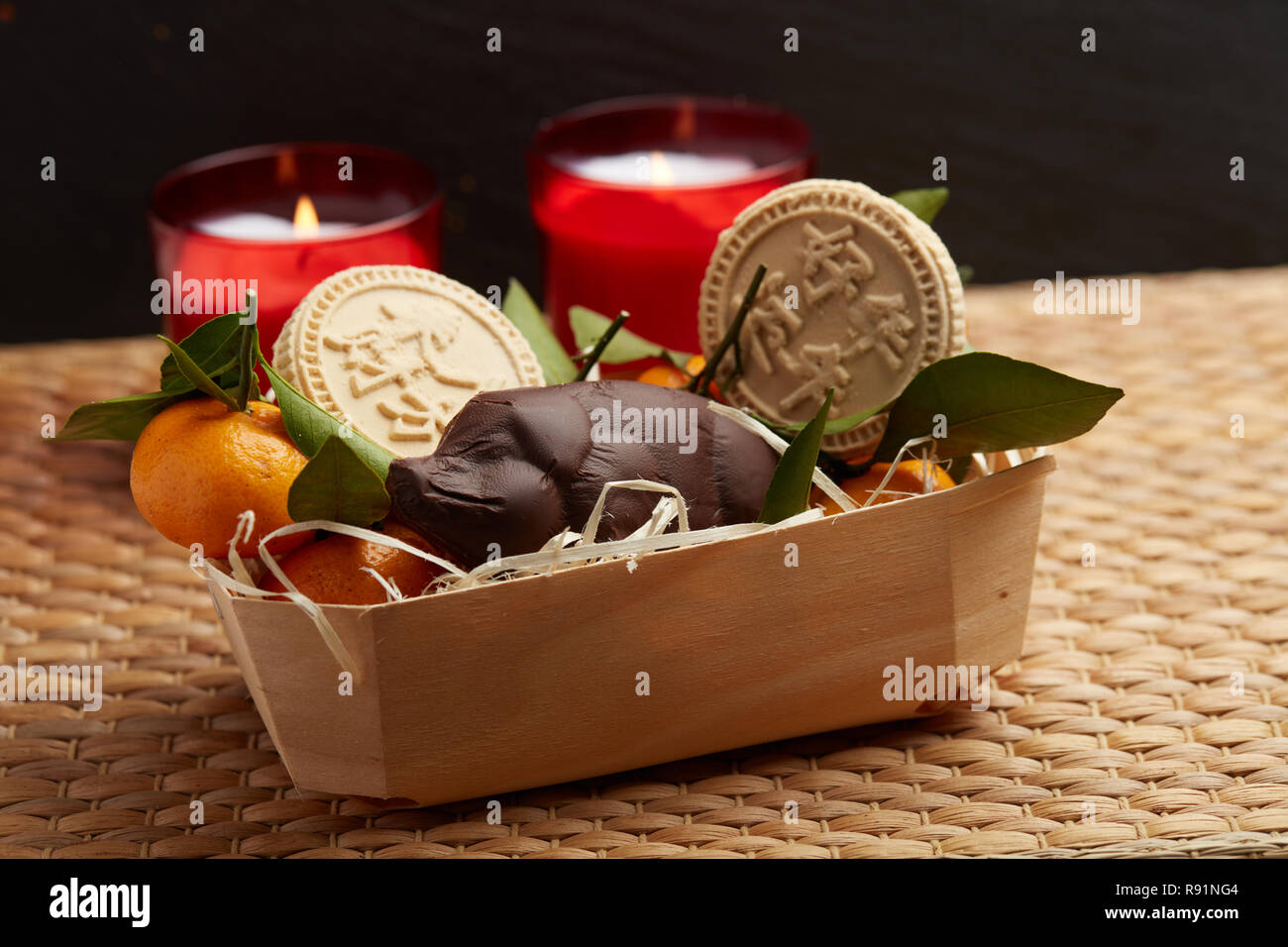 Cinese o il nuovo anno lunare cestello Foto Stock