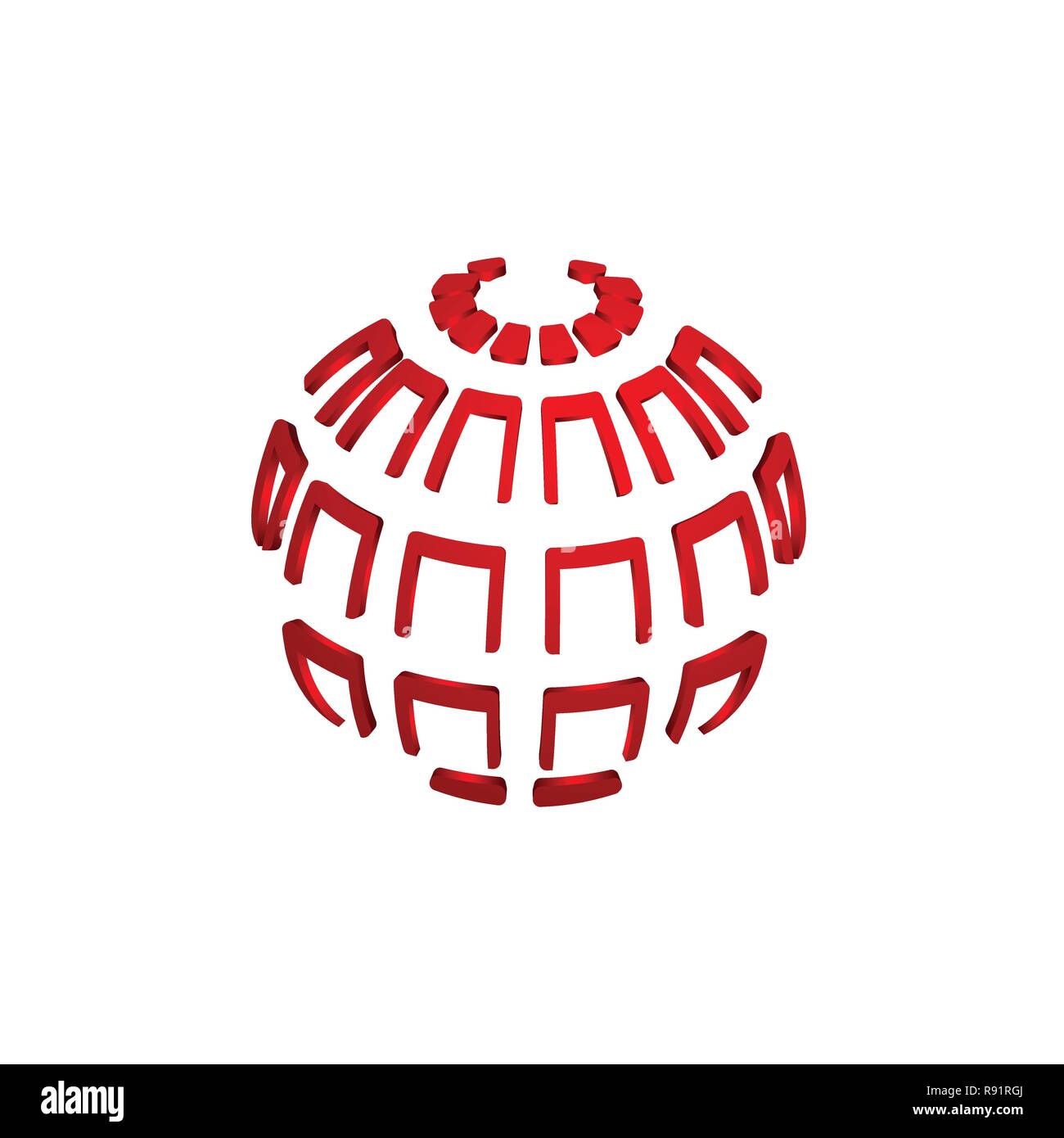 Logo 3D Design , questo logo è adatto per la società globale, tecnologie del mondo, media e agenzie di pubblicità. Mondo Tech Modello icona sfera digitale T Illustrazione Vettoriale