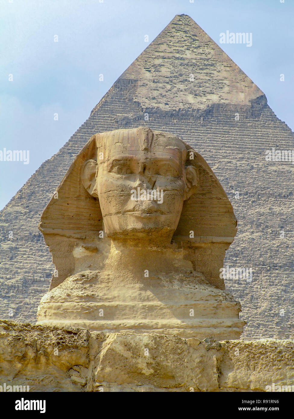 La sfinge e le piramidi di Giza, Cairo, Egitto (patrimonio mondiale UNESCO) Foto Stock