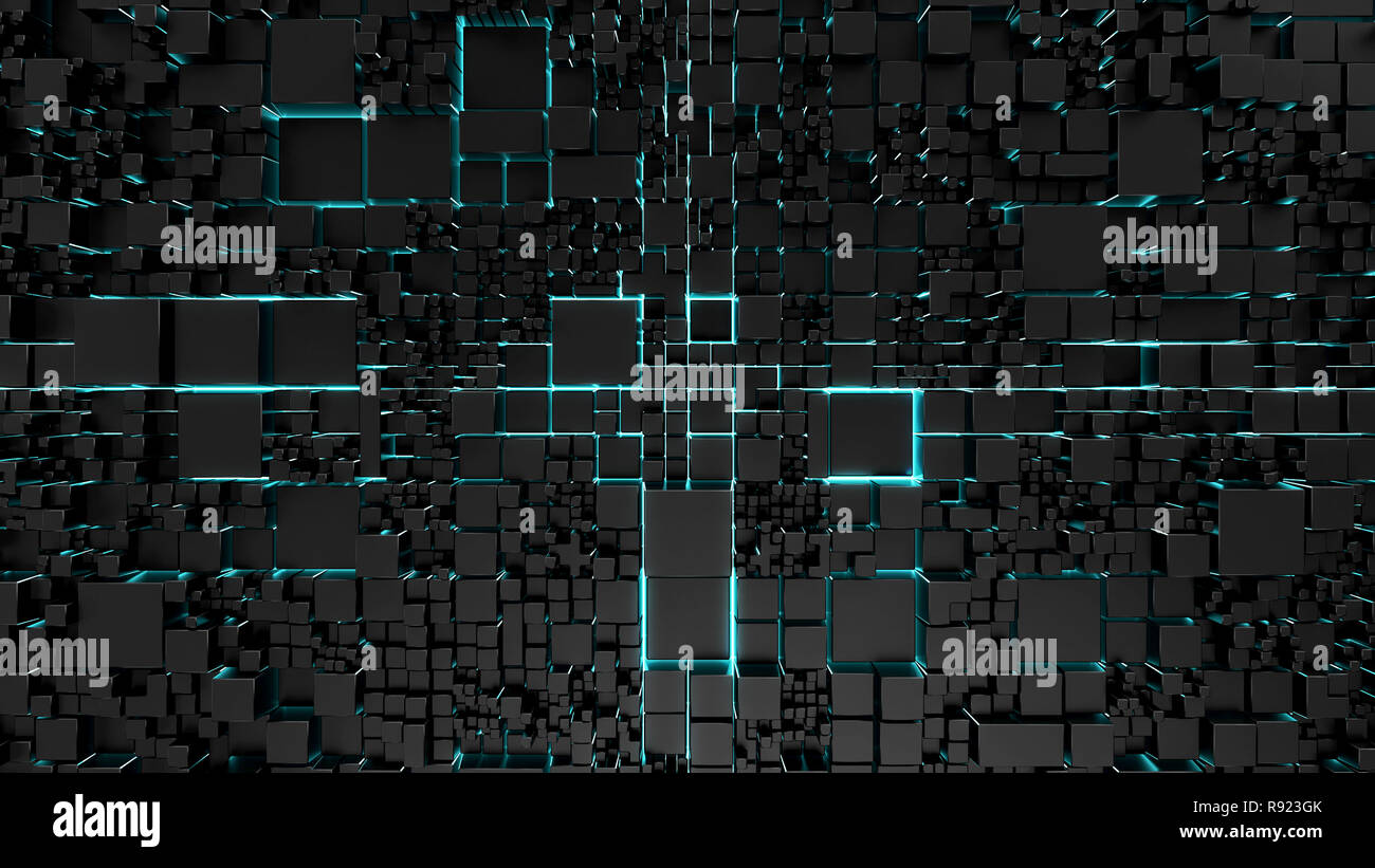 Illuminazione Con Neon : Sci fi sfondo blu con illuminazione al neon. 3d render illustrazione
