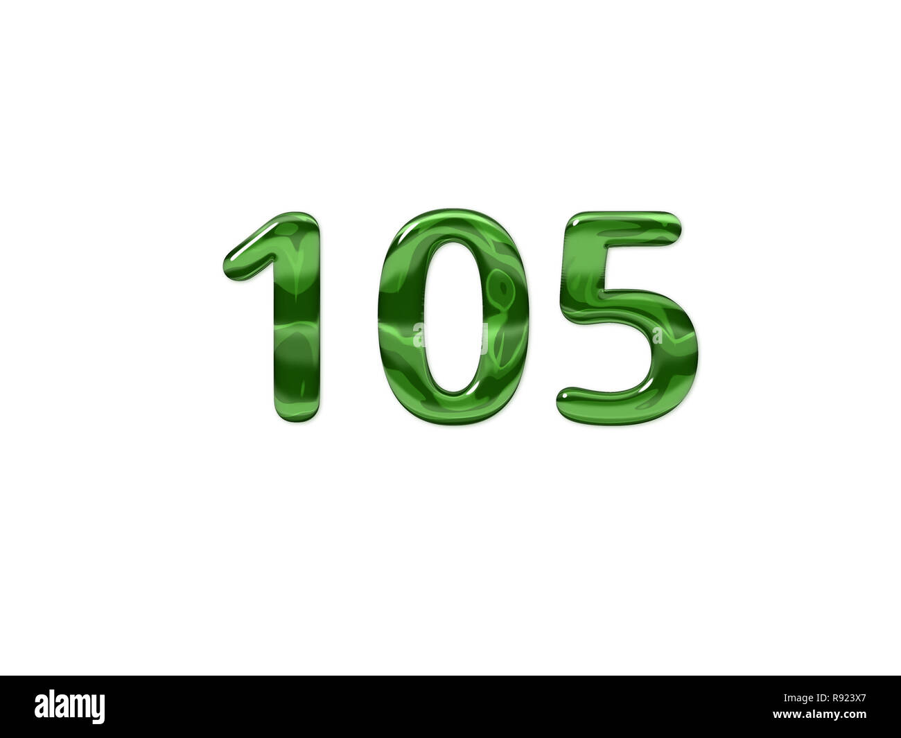 Numero Verde 105 isolato sfondo bianco Foto Stock