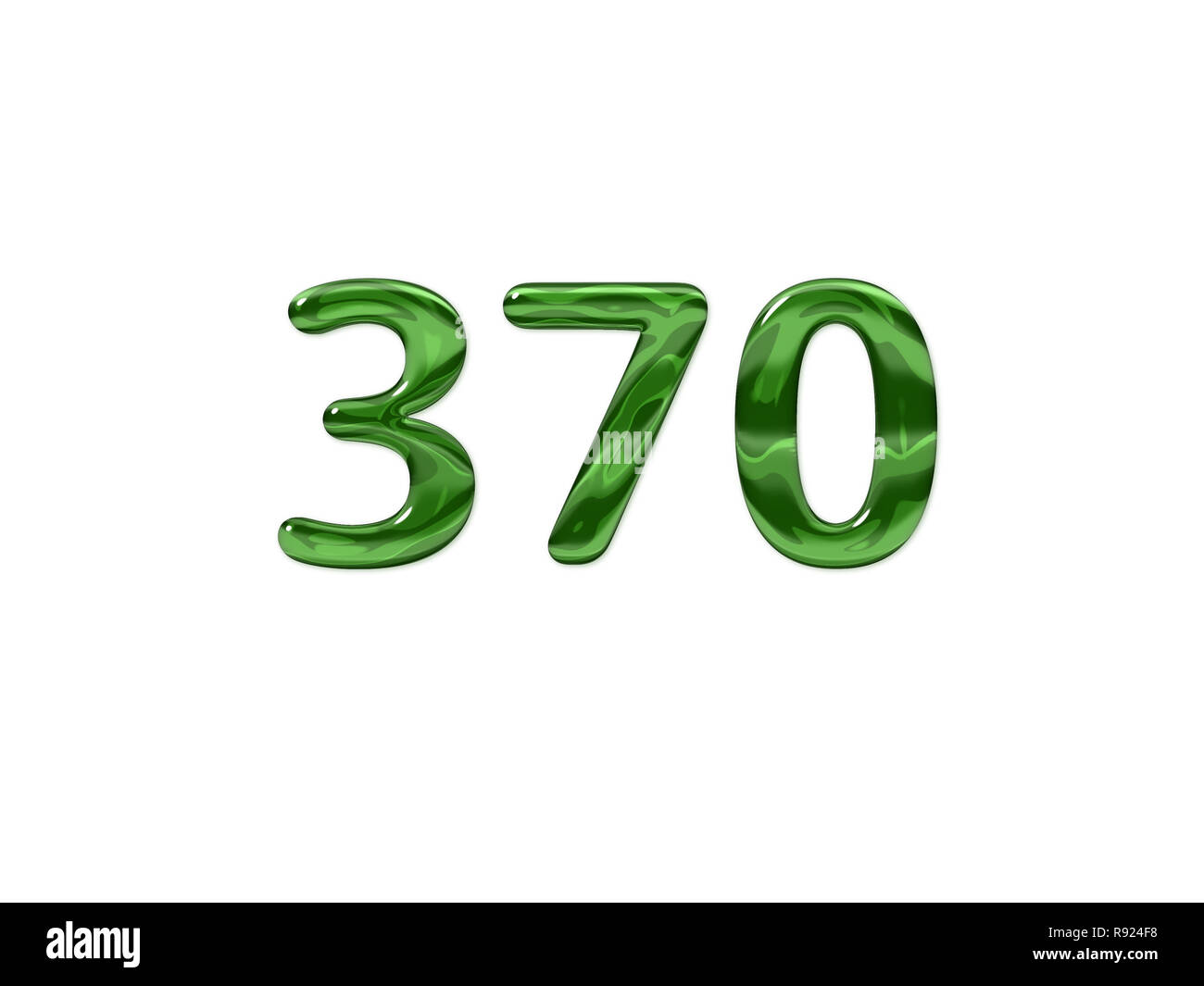 Numero Verde 370 isolato sfondo bianco Foto Stock