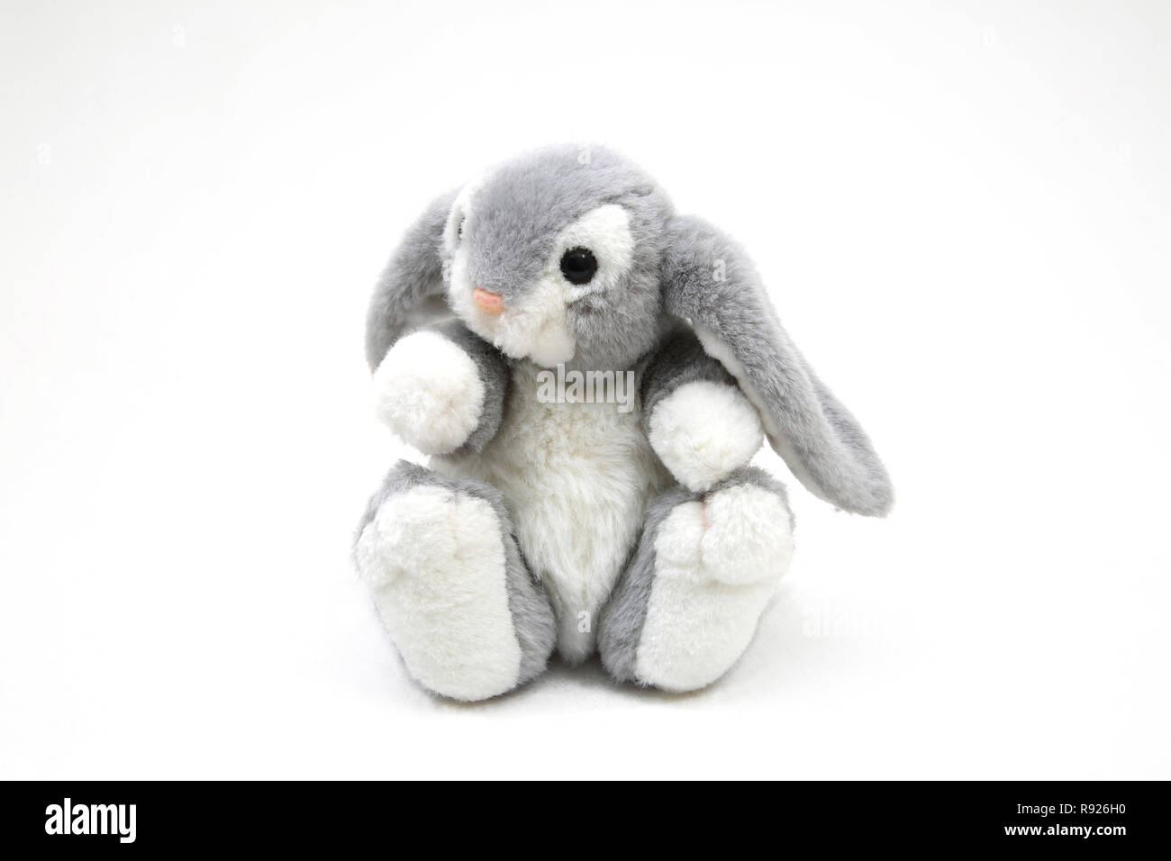 Grigio e Bianco soffice coniglio peluche Toy Foto stock - Alamy